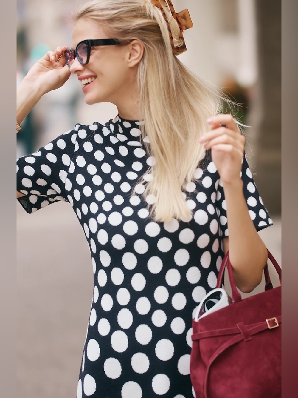 ✨ Anthropologie Nina Short-Sleeve Mock-Neck Mod Mini Dress Sz L - Picture 3 of 7
